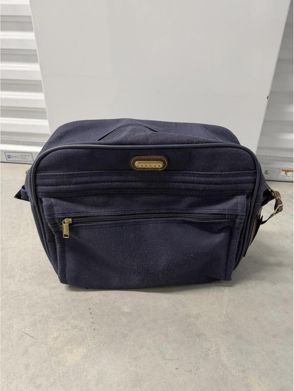 Vintage Jaguar Travel Toiletry Bag Navy Blue Dopp Kit Shaving Case w Luggage Tag